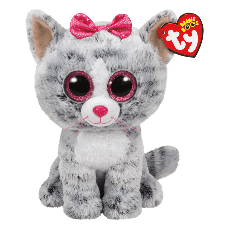 Beanie Boo - Kiki Grey Striped Cat Size Option Medium (M)