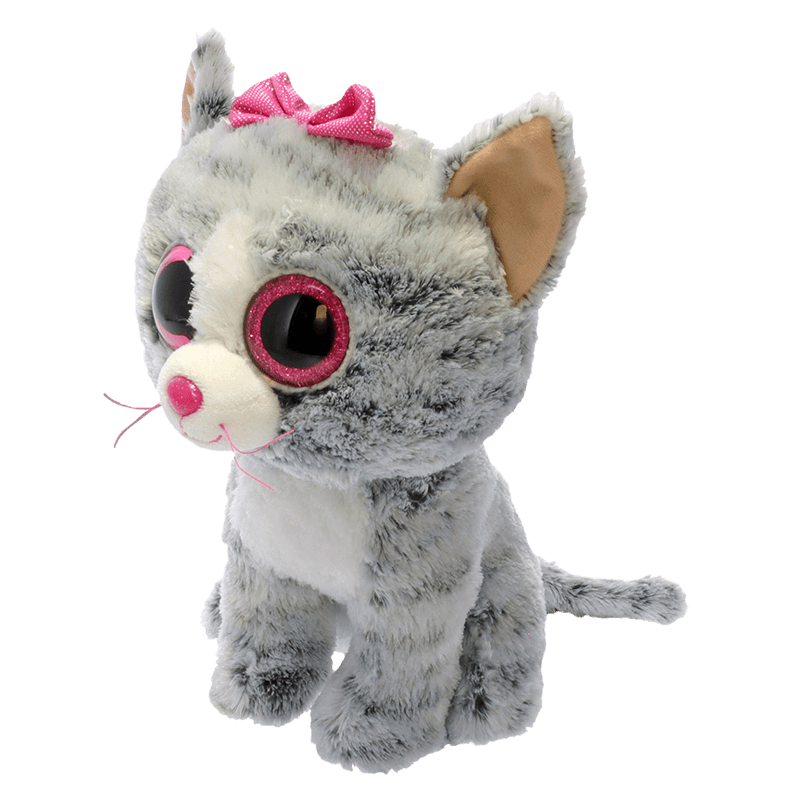 Beanie Boo - Kiki Grey Striped Cat Size Option Medium (M)