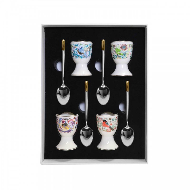 Birdy Egg Cups & Spoons - Set of 4