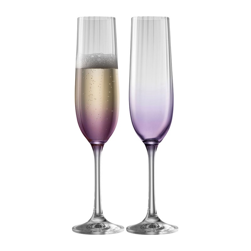 Erne Champagne Flute Pair Amethyst -  Galway Crystal