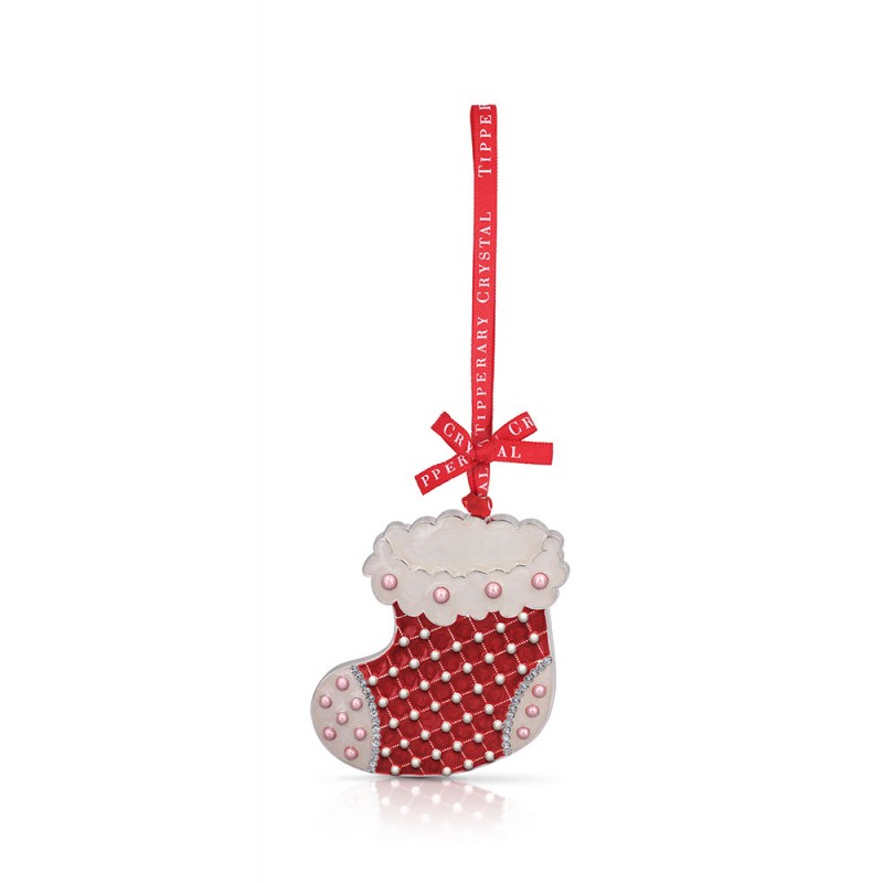 Pearl Stocking Christmas Decoration - Tipperary Crystal