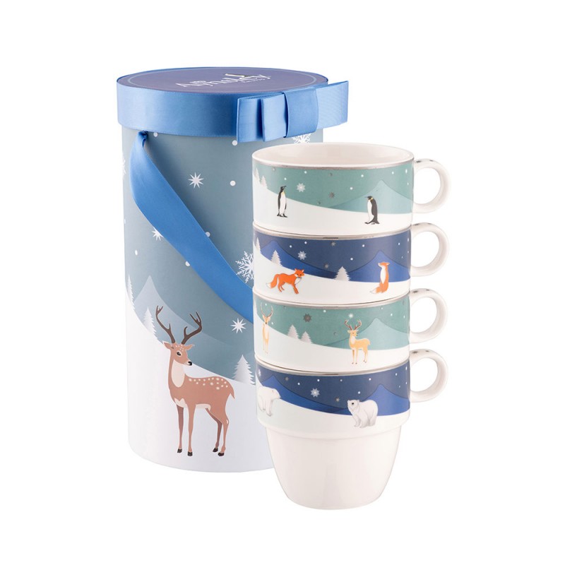 Winter Animals Stacking Mugs (set of 4) - Aynsley