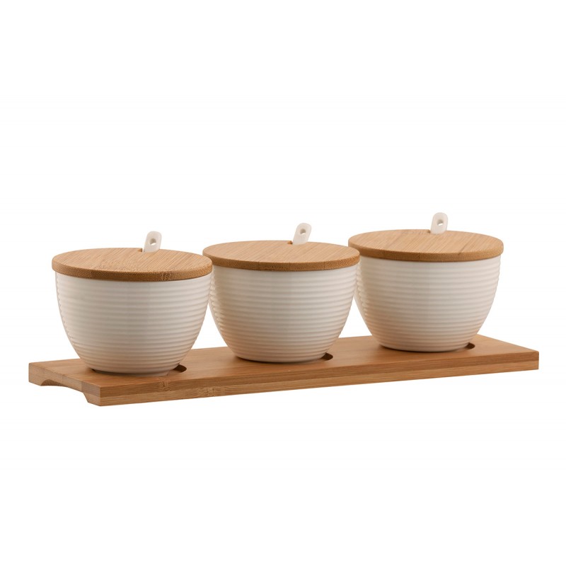 Ripple Lidded Bowls Set (3) with Tray