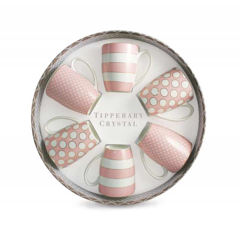 All Pink Spots & Stripes - Tipperary Crystal Bone China Mugs