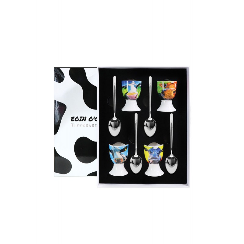 Eoin O'Connor Egg Cups & Spoons - Set of 4