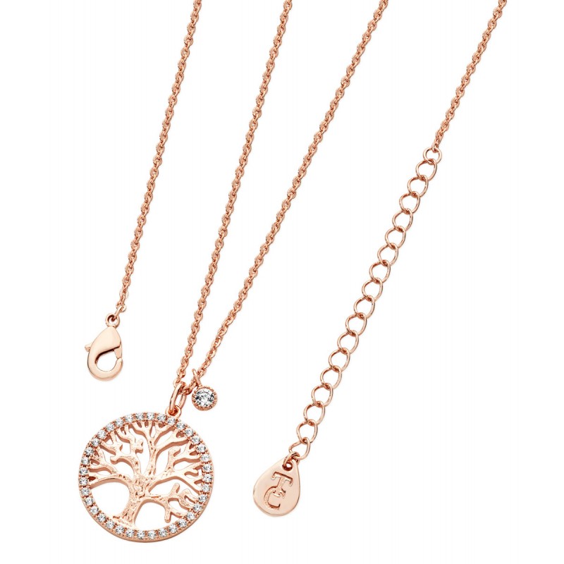 Rose Gold Tree of Life Pendant With Cz Circumference