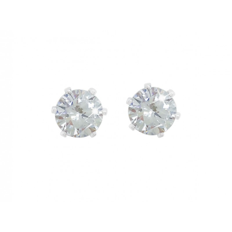 Silver Stud Earrings Clear Stone 4mm