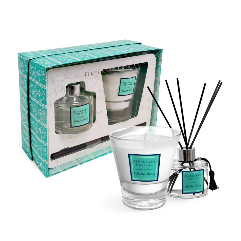 Saltwater Shores Candle & Diffuser Folded Card Gift Set
