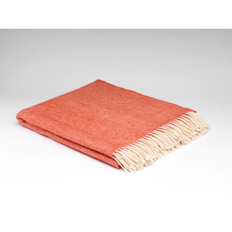 Spotted Orange Herringbone Supersoft Lambswool Throw - McNutt of Donegal