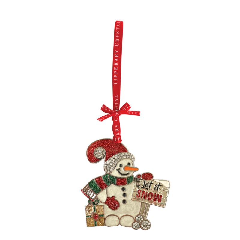 Sparkle "Let it Snow" Snowman Decoration - Tipperary Crystal