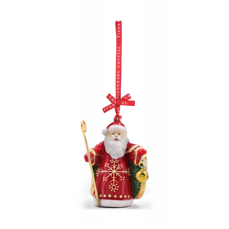 Porcelain Santa with Staff Christmas Decoration - Tipperary Crystal