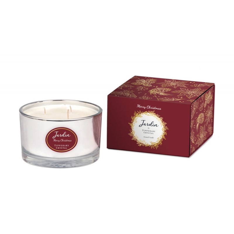 Jardin Collection 3 Wick Candle - Merry Christmas by Tipperary Crystal