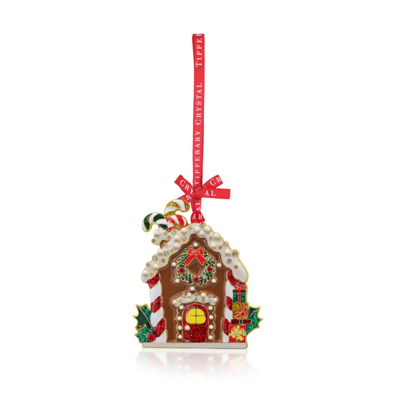 Sparkle Gingerbread House With Wreath Decoration  - Tipperary Crystal