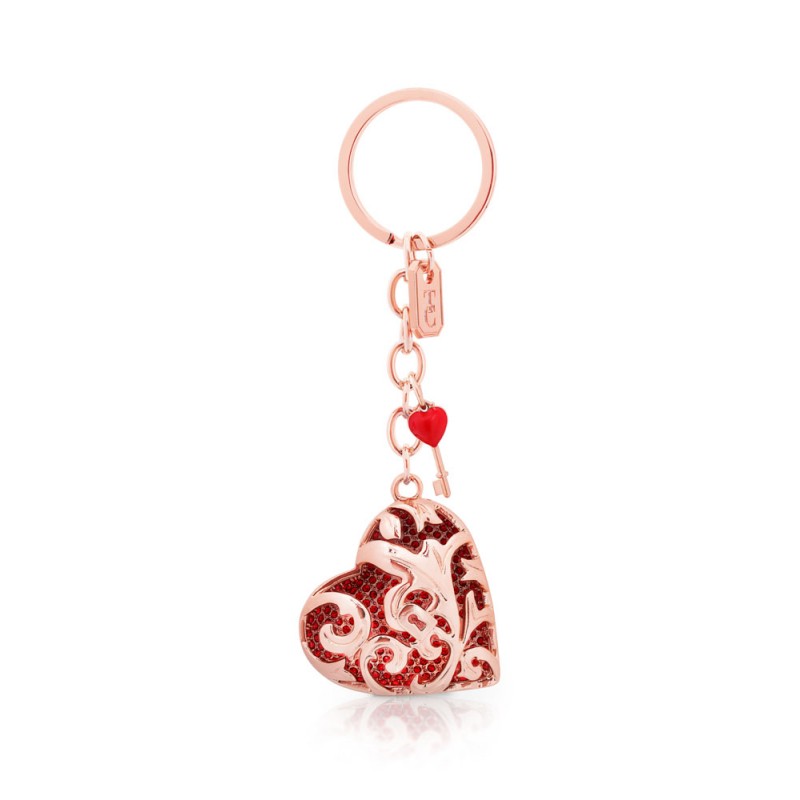 Rose Gold Heart Keyring - Tipperary Crystal
