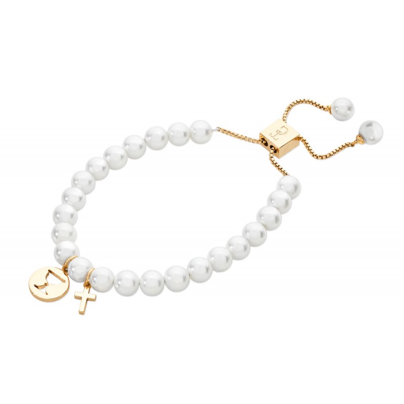 Pearl Bracelet With Gold Charms