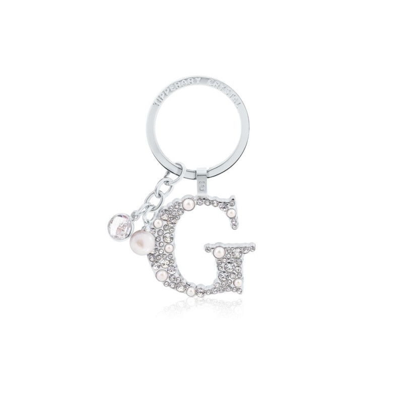 Tipperary Crystal Pearl & Diamond Keyring - G