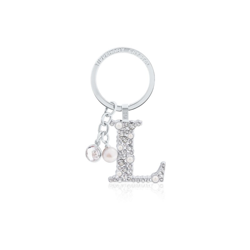 Tipperary Crystal Pearl & Diamond Keyring - L