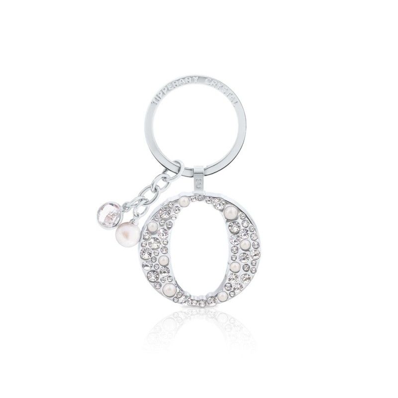 Tipperary Crystal Pearl & Diamond Keyring - O