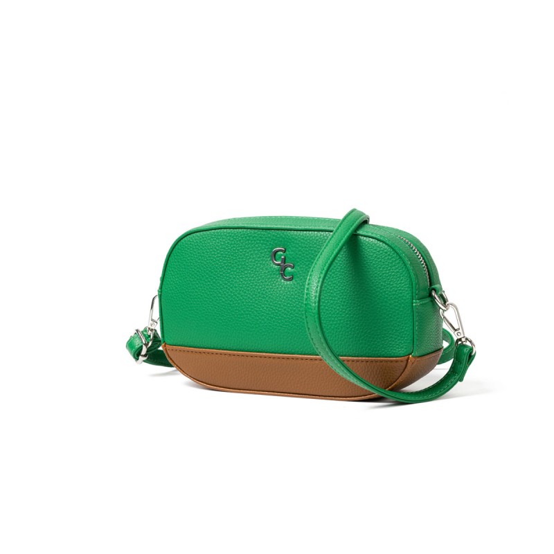 Two Tone Cross Body Bag (Green & Brown) - Galway Crystal