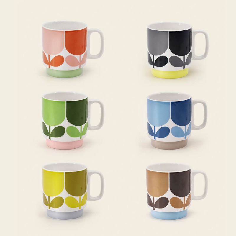 Set 6 Stackable Mugs Block Flower Set 6 Stackable Mugs Block Flower