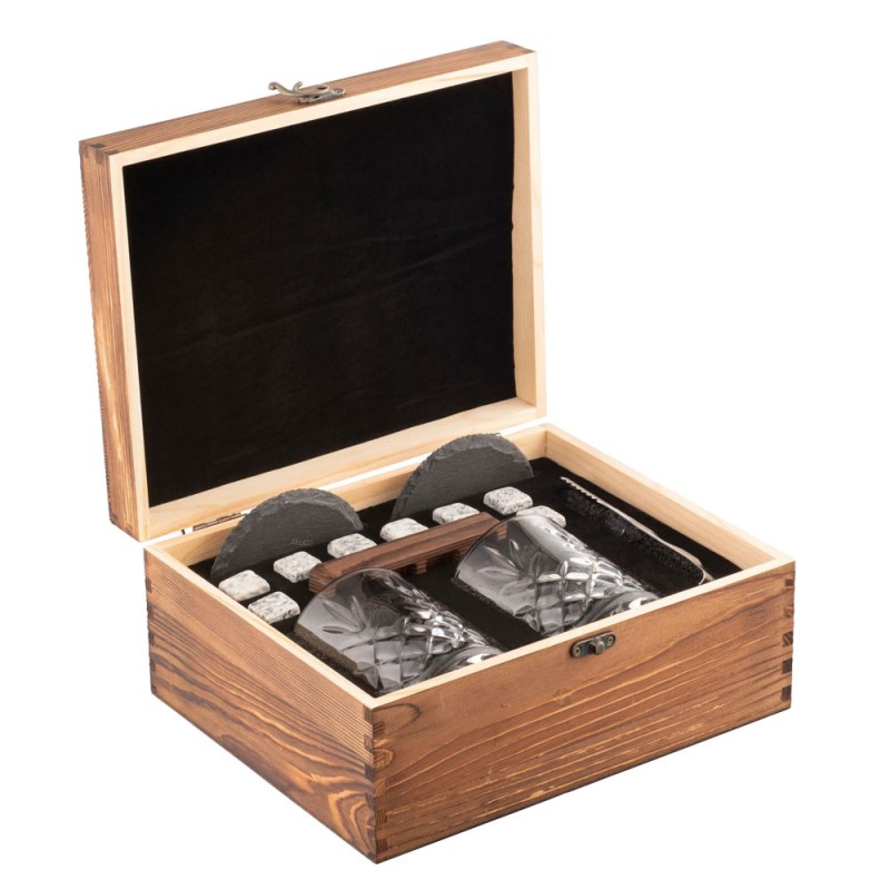 Renmore Wooden Boxed Whiskey Gift Set - Galway Crystal