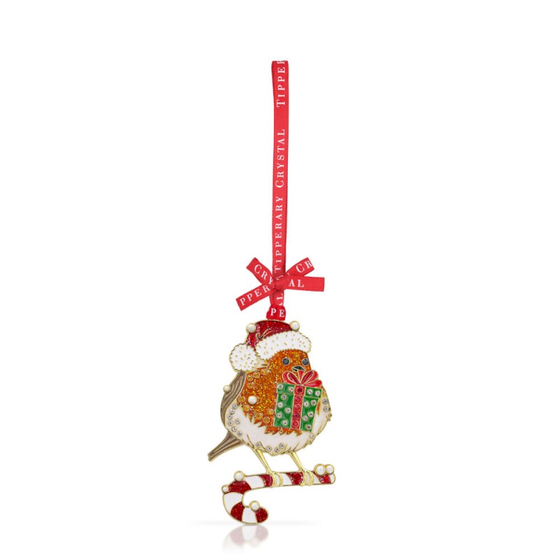 Sparkle Robin With Gift Christmas Decoration - Tipperary