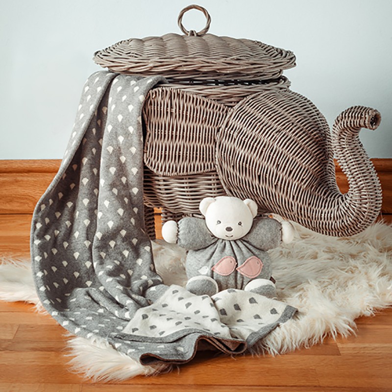 Elephant Baby Blanket Grey