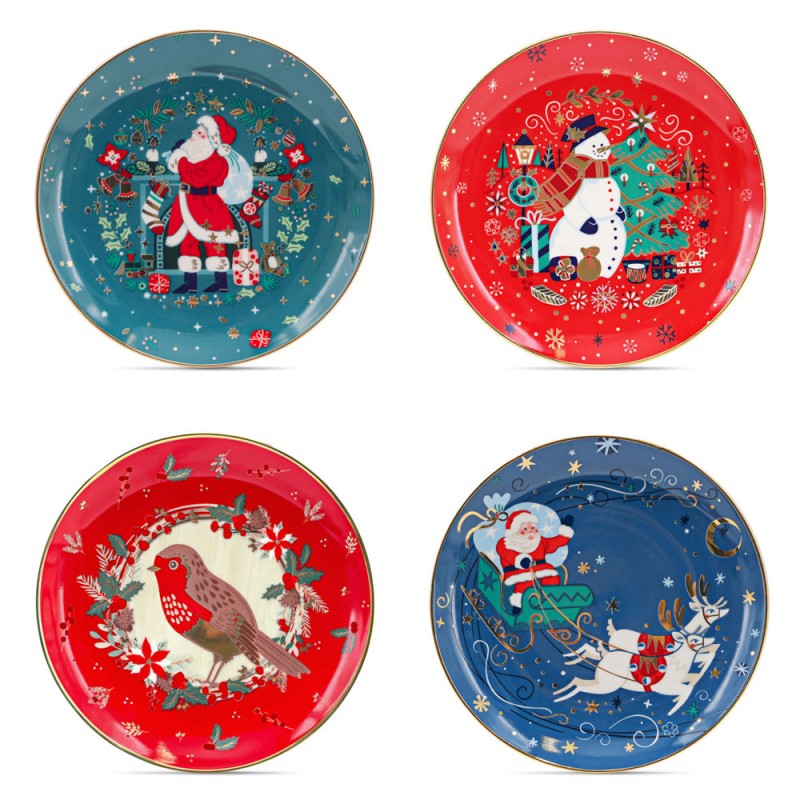 Set of 4 Christmas Side Plates - Tipperary