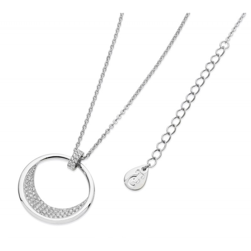 Sterling Silver White Floating Moon Pendant