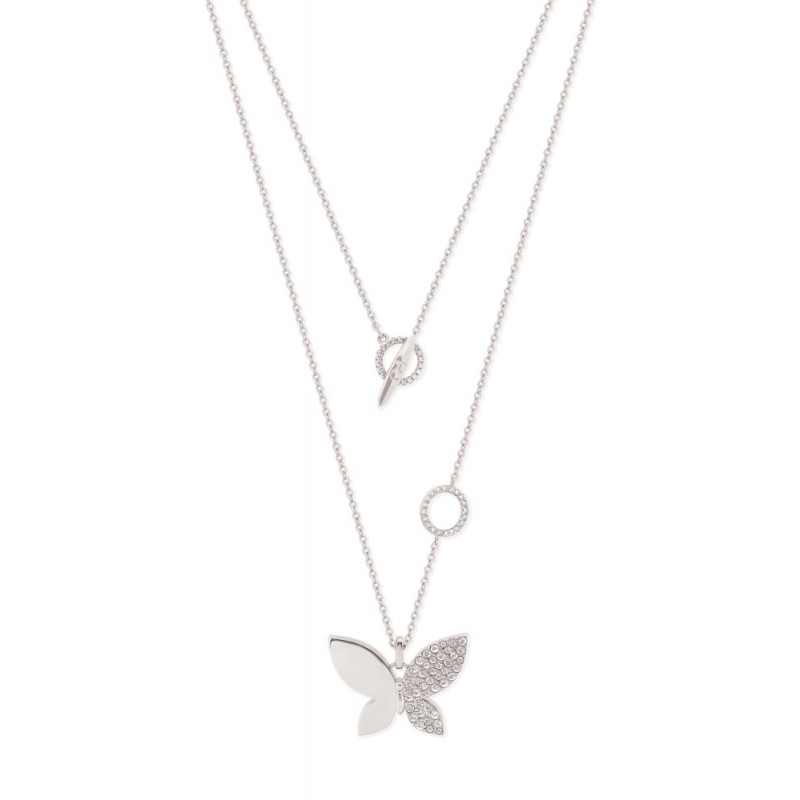 Sterling Silver Butterfly Half Pave Pendant