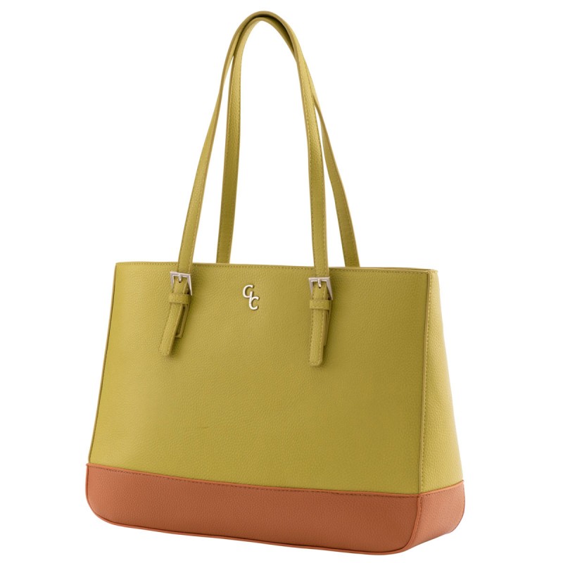 Two Tone Tote Bag (Lime & Tan) - Galway Crystal