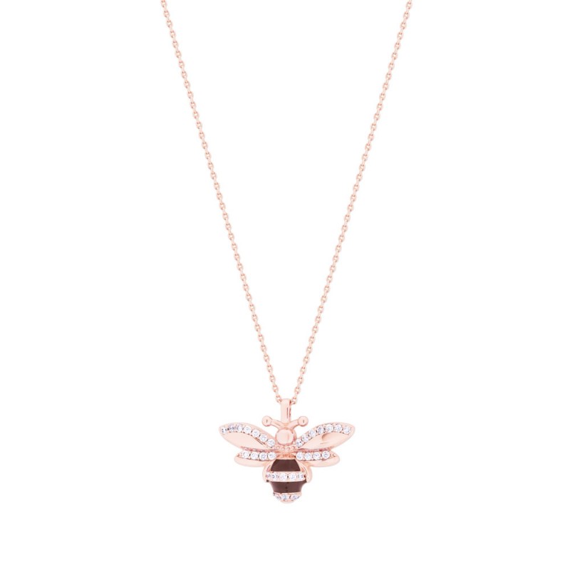 Bee Rose Gold Cz Inset Pendant