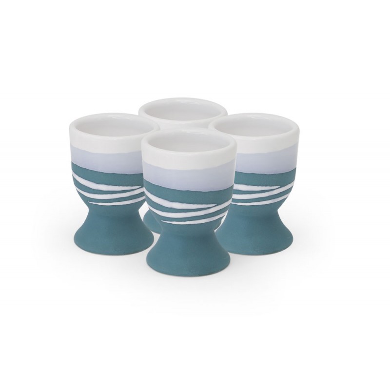 Paul Maloney Pottery Teal Set of 4 Egg Cups