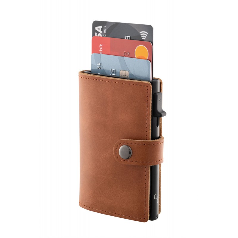 Leather Card Holder Wallet - Brown
