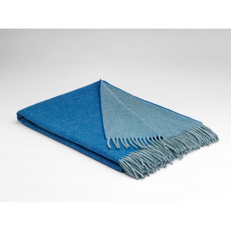 Cobalt Supersoft Reversible Lambswool Throw - McNutt of Donegal