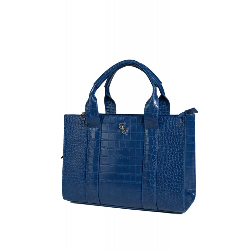 Medium Tote Bag - Atlantic Blue - Croc Detail