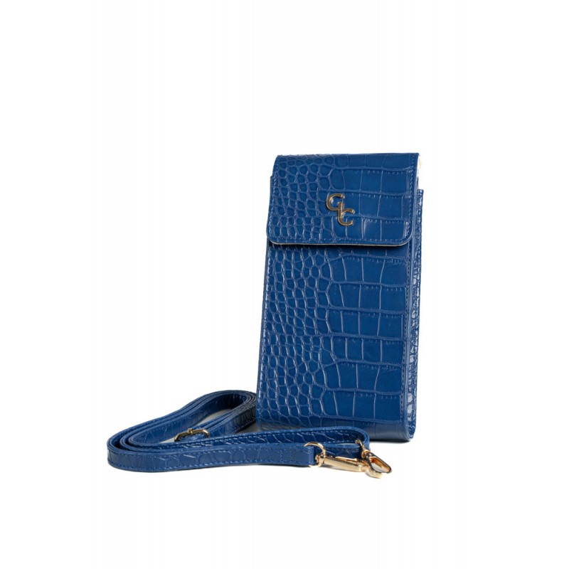 Mini Crossbody Bag - Atlantic Blue - Croc Detail