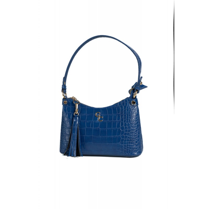 Mini Shoulder Bag - Atlantic Blue - Croc Detail