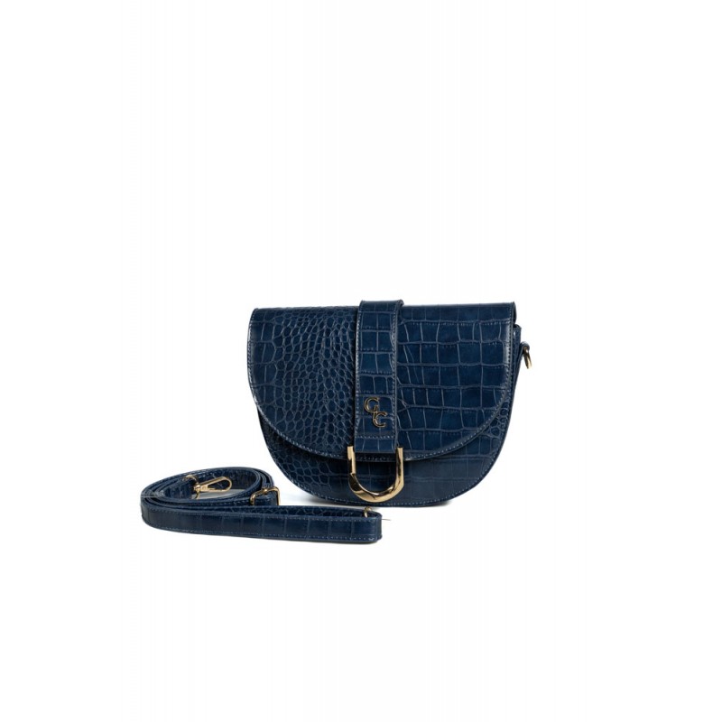 Saddle Bag - Navy - Croc Detail