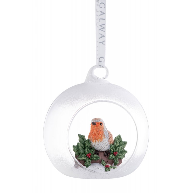Robin Hanging Bauble Ornament - Galway Crystal Robin Hanging Bauble Ornament - Galway Crystal