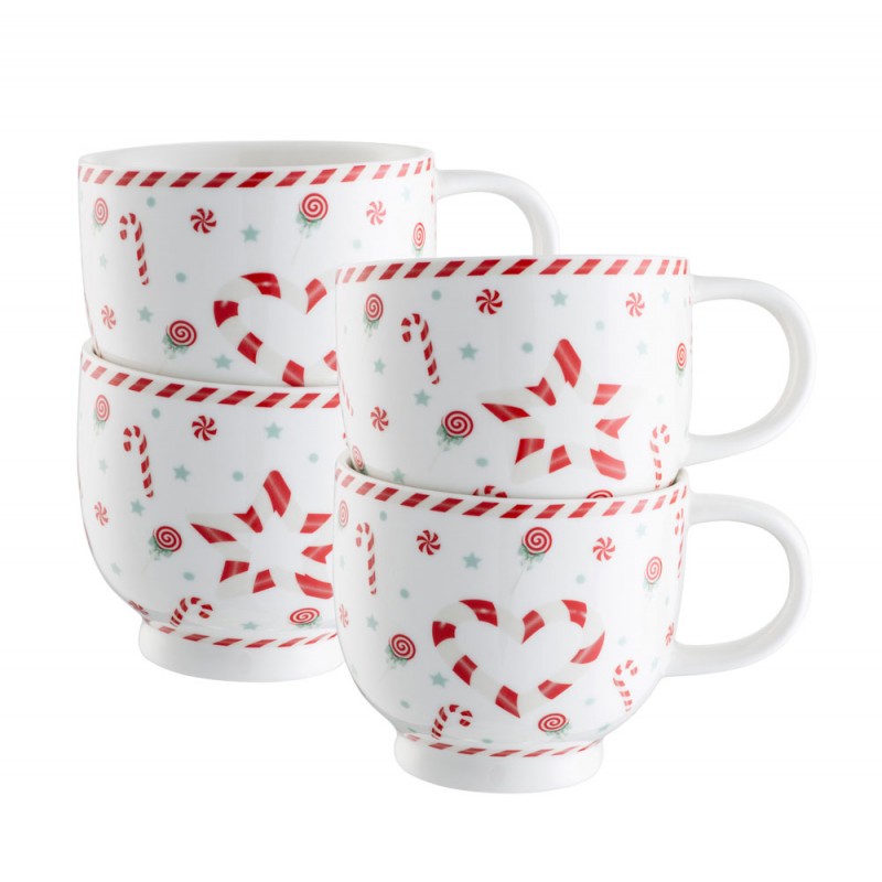 Peppermint Party Set (4 Footed Mugs)