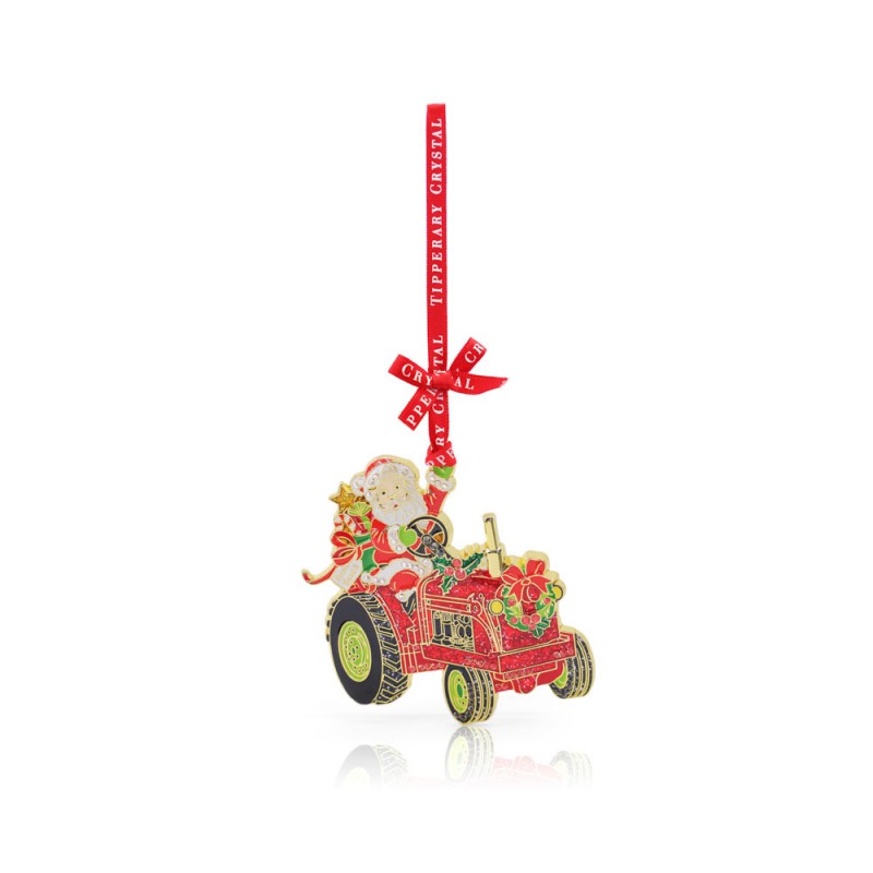 Sparkle Santa Tractor Decoration