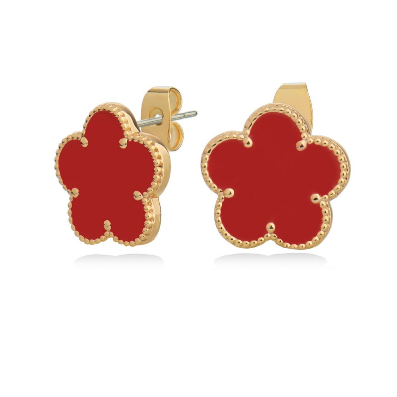 Le Fleur Collection Red Earrings Yellow Gold