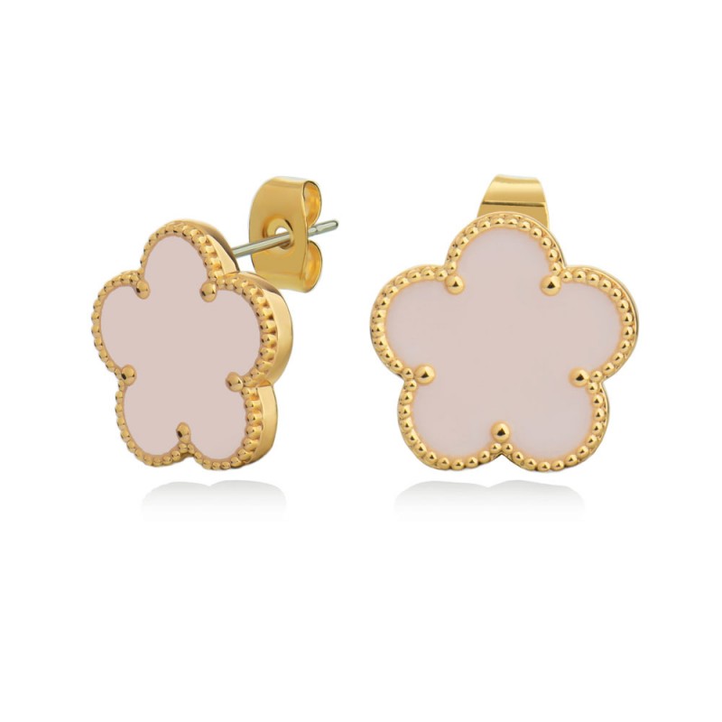 Le Fleur Collection Pink Earrings Yellow Gold