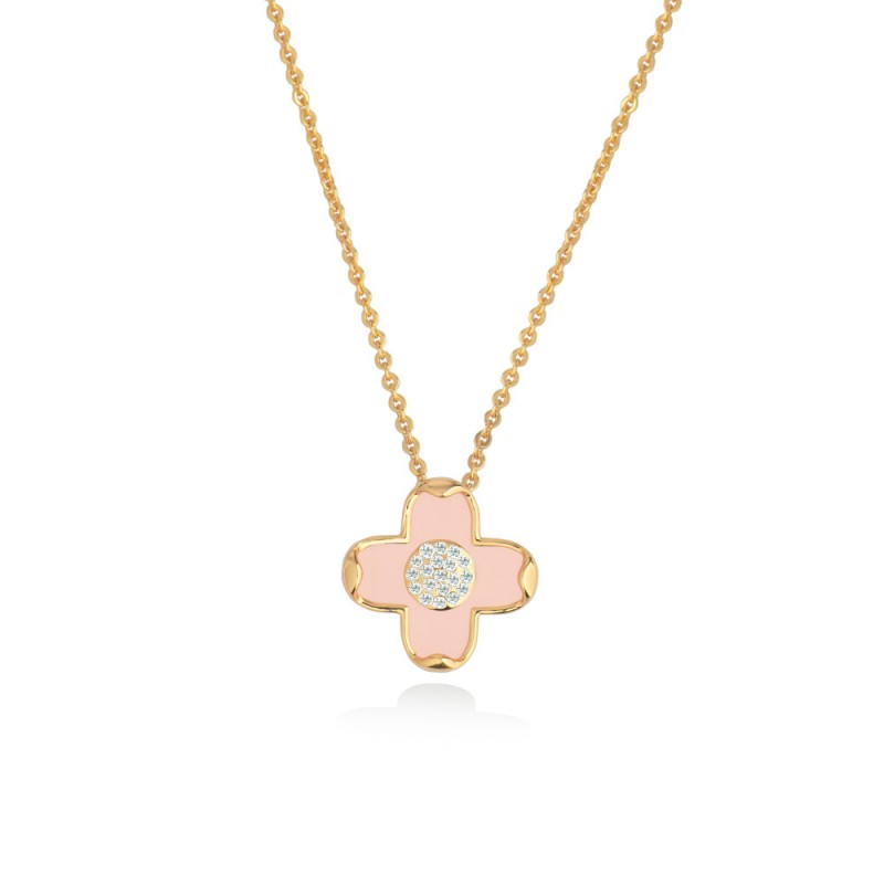 Le Fleur Collection Pink & Cz Pendant Yellow