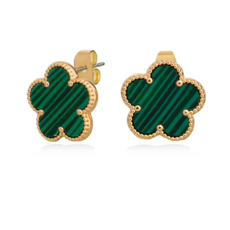 Le Fleur Collection Green Earrings Yellow Gold