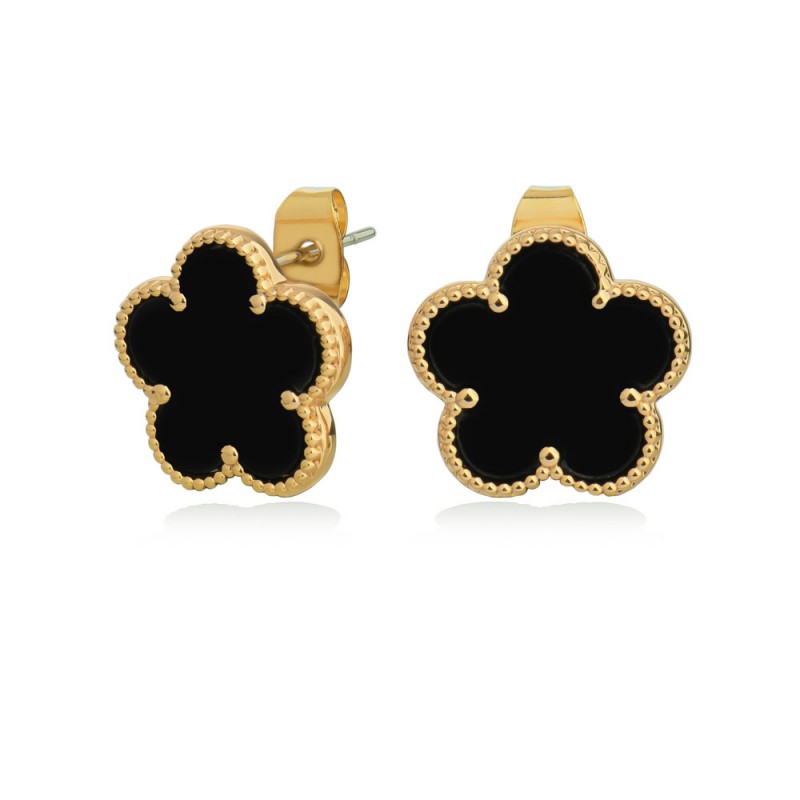 Le Fleur Collection Black Earrings Yellow Gold