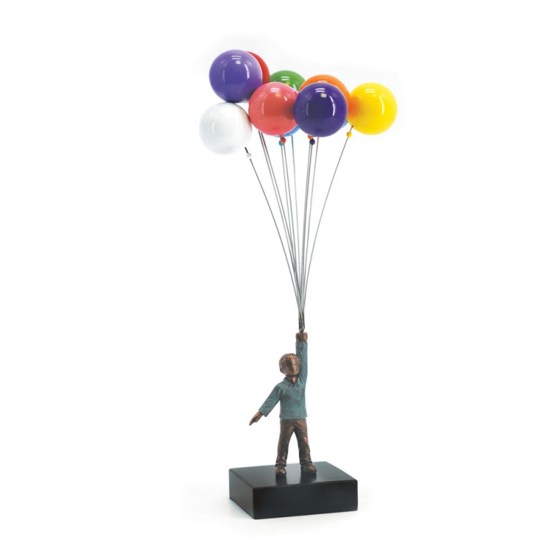 David McGlynn Sculpture - Boy with Balloons "Delight"