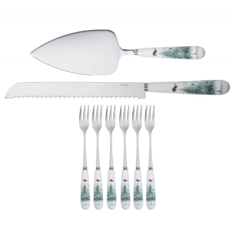 Little Robin Christmas Tree Pastry Set - Aynsley