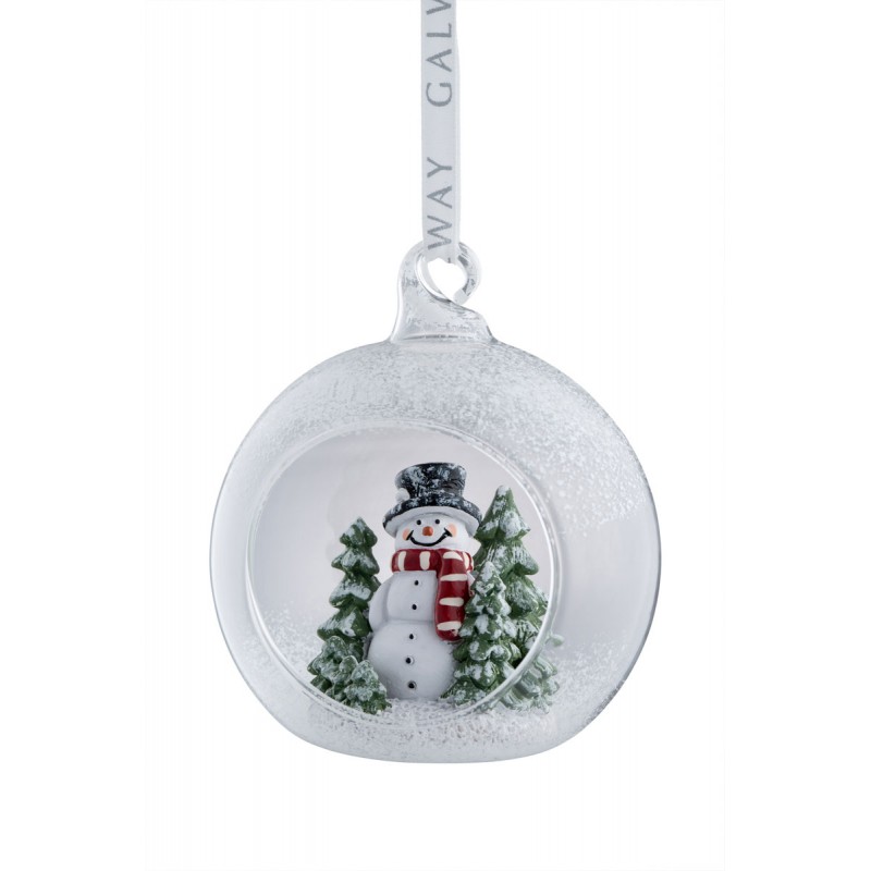 Snowman Forest Hanging Bauble Ornament - Galway Crystal